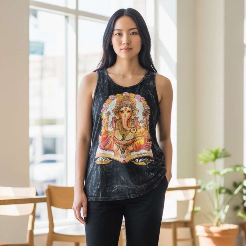 No Time // Ganesh Hindu Deity // Acid Wash // Graphic Tank Top